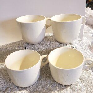 Lot 4 White Coffee Cup Stoneware Made USA 3"H CottageCore Kitchen Collector VTG